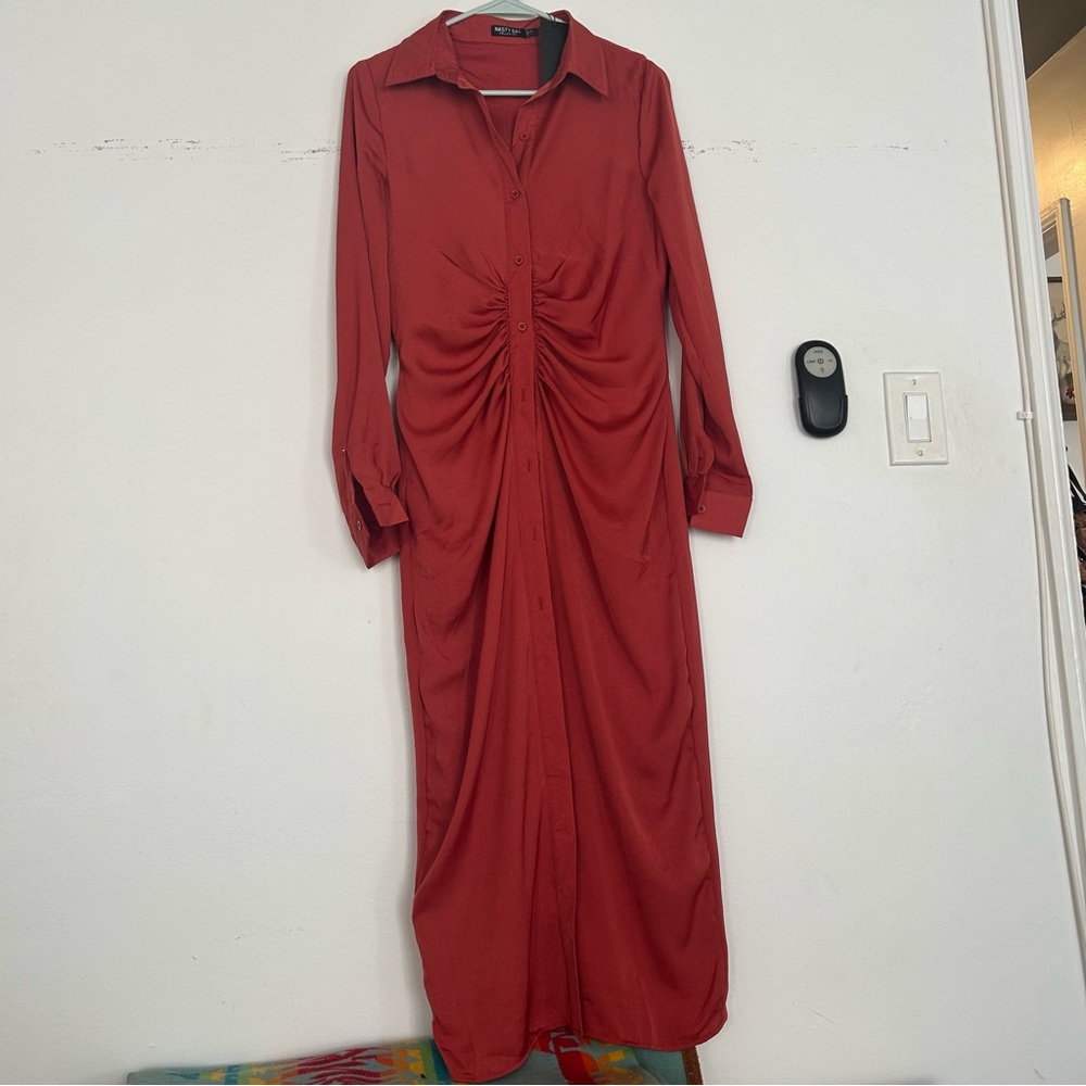 Burnt orange silky nasty gal dress